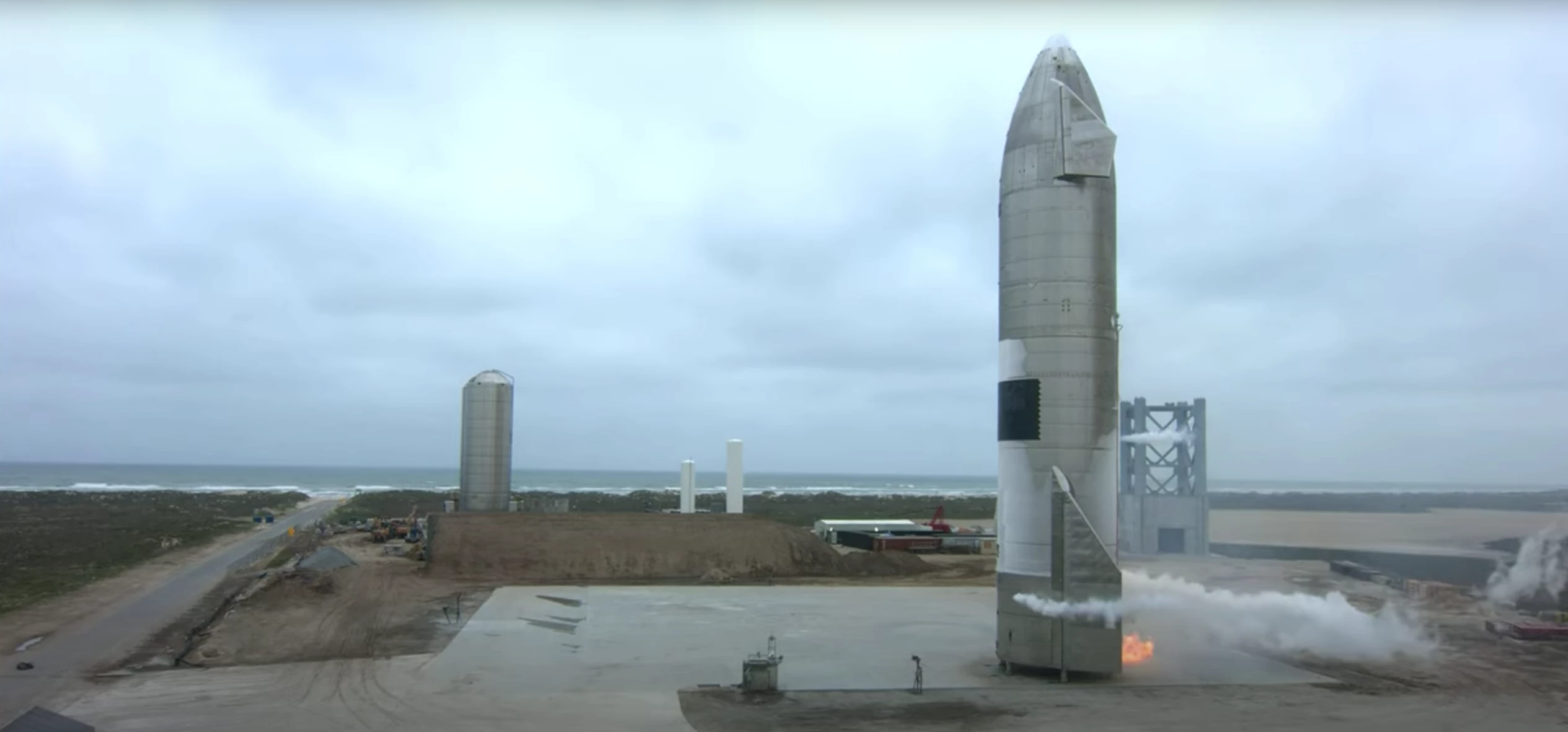 The Starship SN15 prototype, after landing safely on the pad