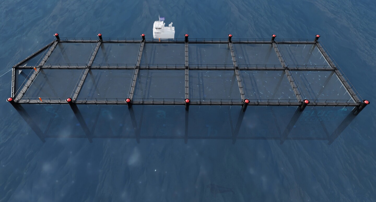 Walkways along the top of the SeaFisher will allow workers to access the pens