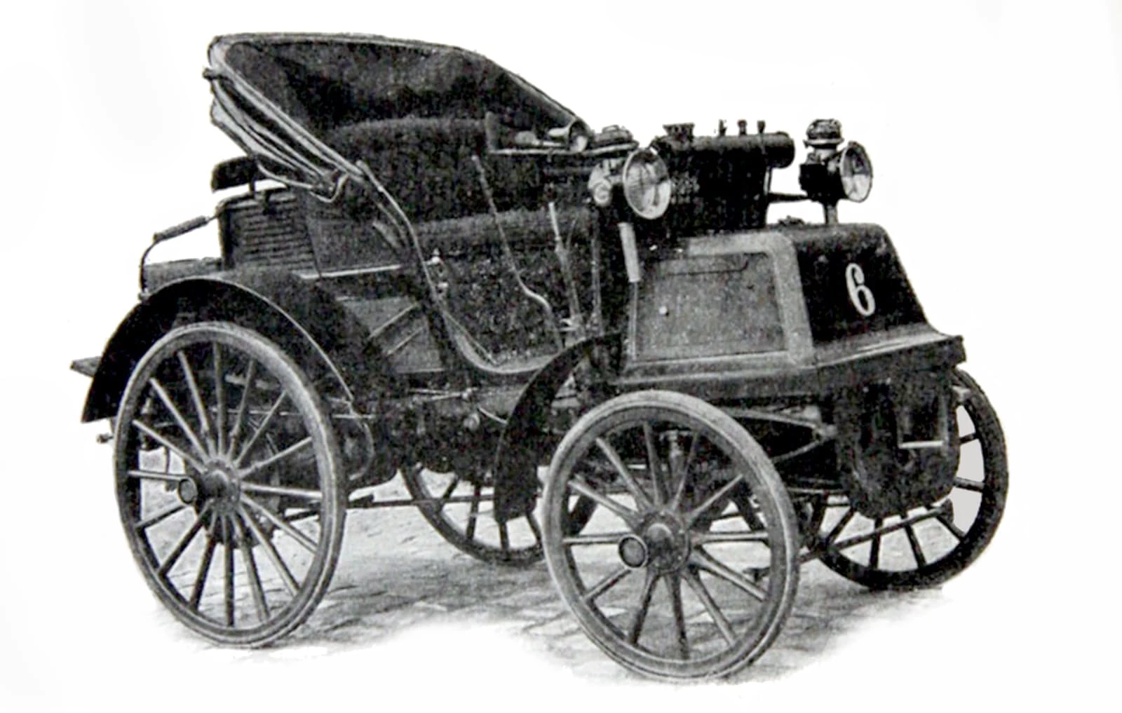 The epic ten-day, 1,710 km Paris–Marseille–Paris race of February 1896 was won by a 2.4 liter 8 horsepower Panhard & Levassor at an average speed of 15.69 mph (25.25 km/h).