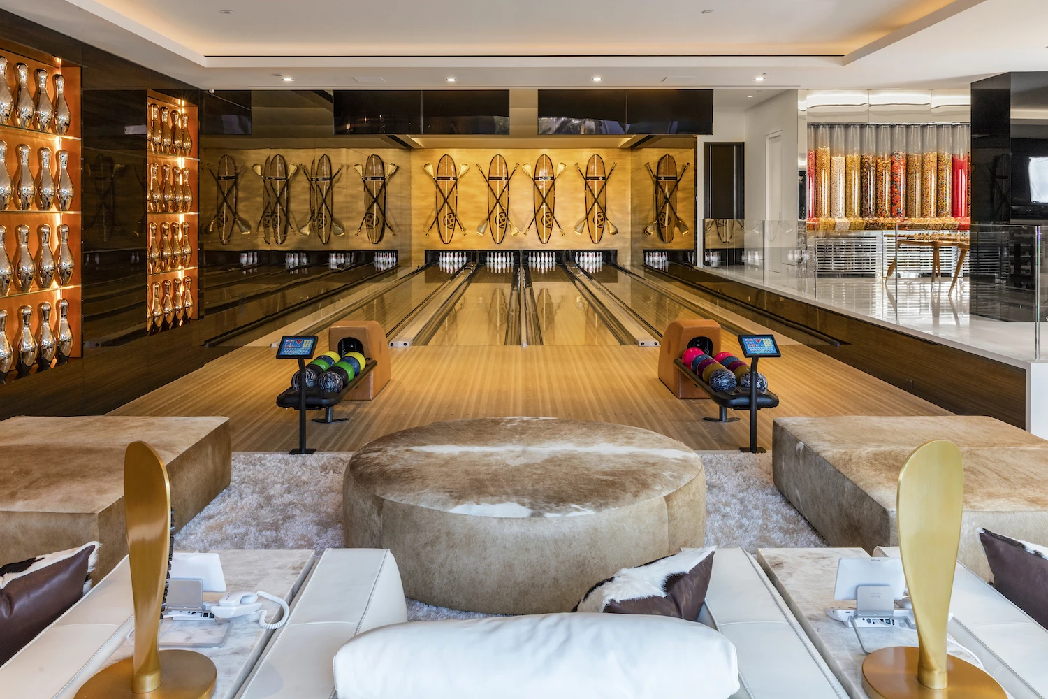 924 Bel Air Road's four-lane bowling alley and lounge