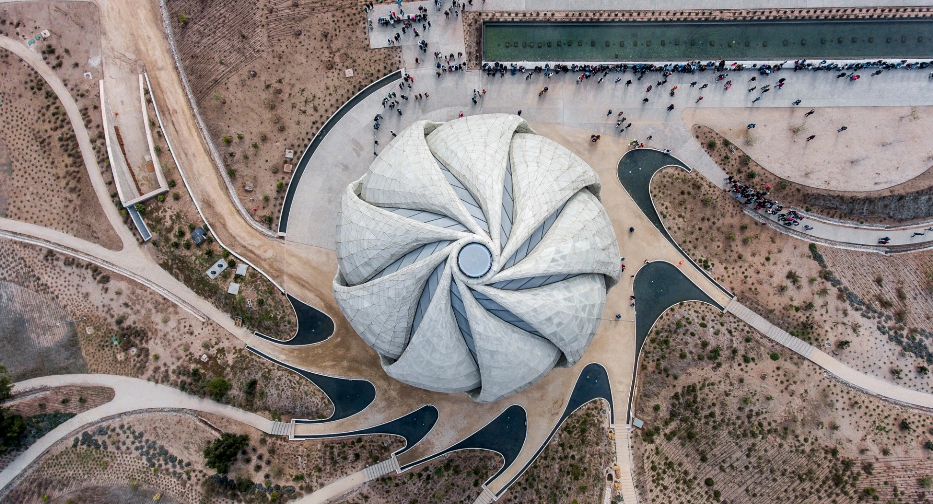 Aerial view of the Bahá’í Temple of South America and grounds