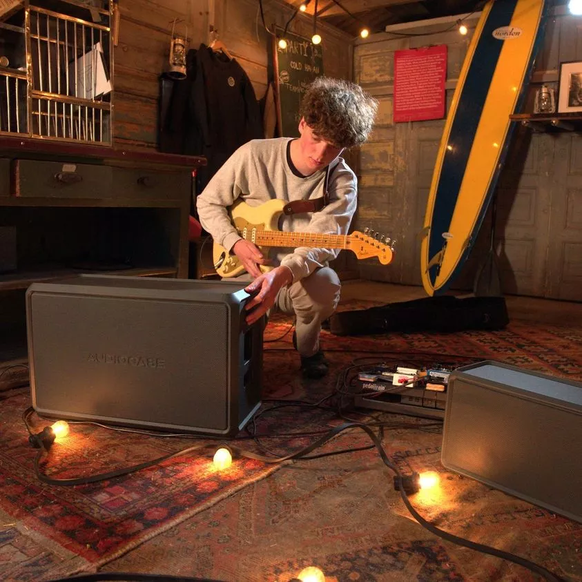 The Audiocase combines a powerful Bluetooth speaker, portable PA system, vocals/guitar amp and karaoke machine