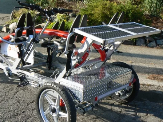 Rear view showing solar panels