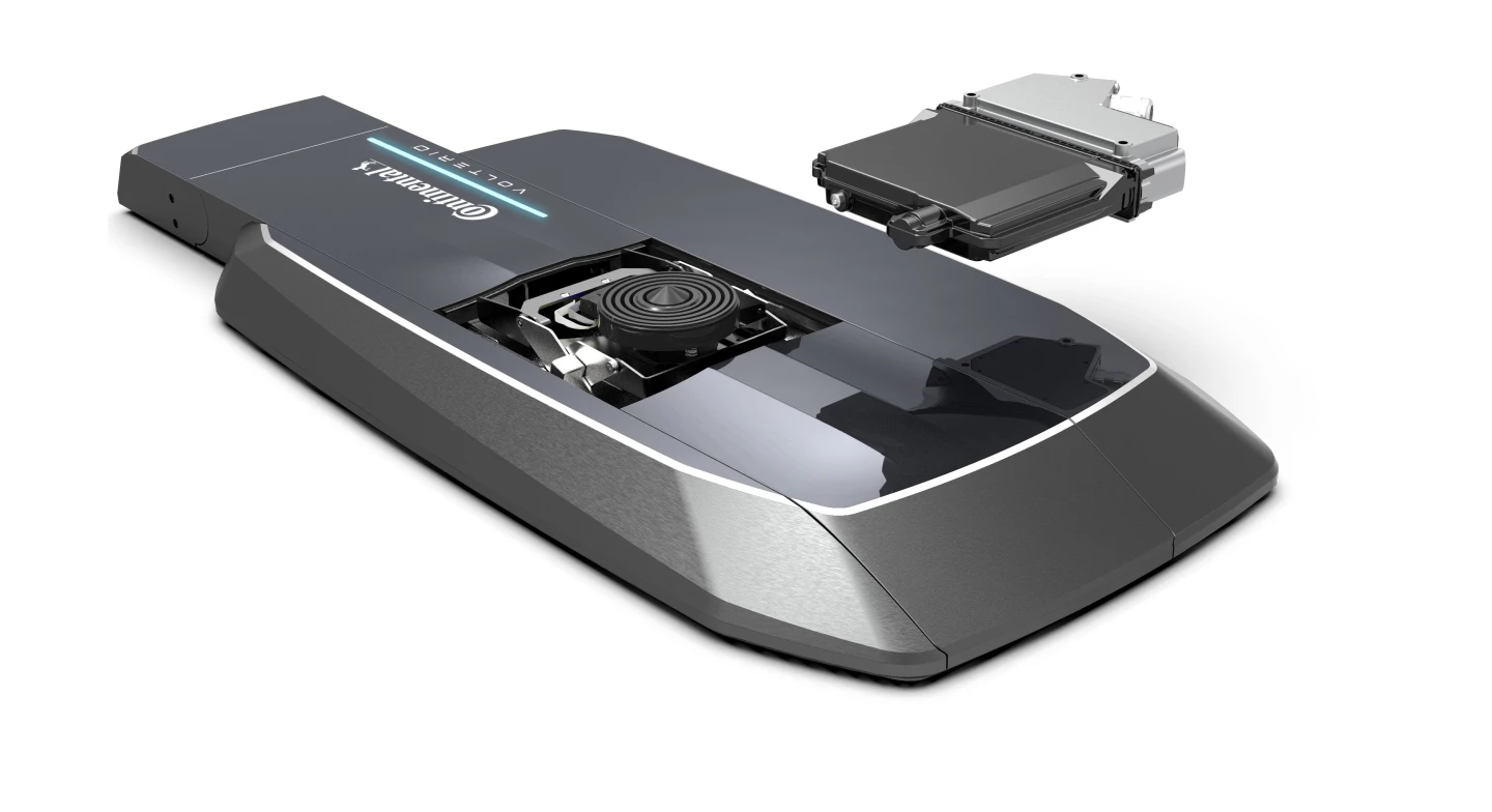 The robotic charger has a ground unit that sits or bolts to the ground and a receiver on the car itself