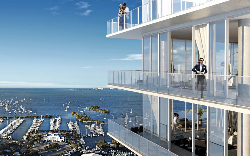 The residences variously have views of the Biscayne Bay and the Miami skyline