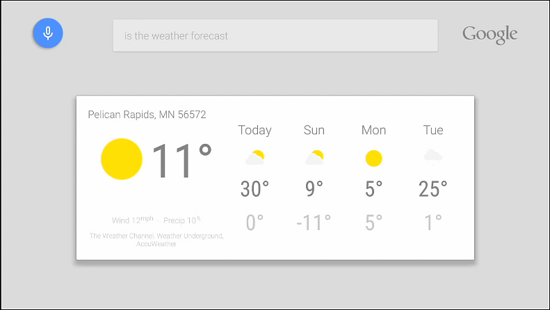 Voice Search on Nexus Player resembles Google Now