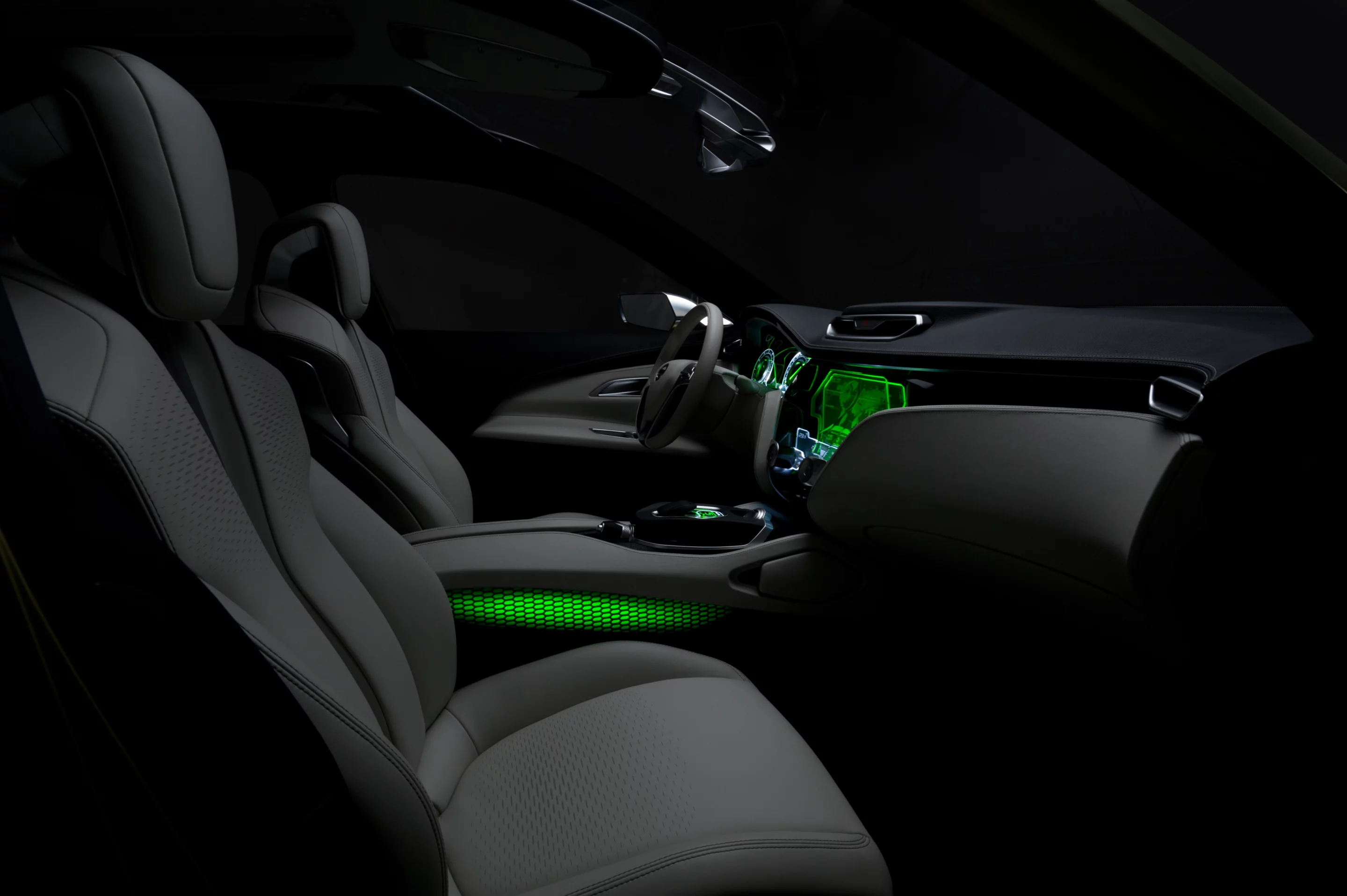 Clean colors and smooth surfaces dominate inside