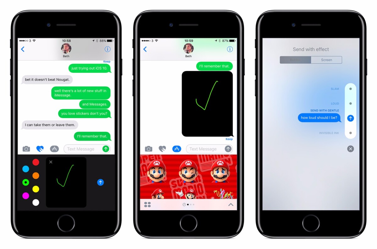 Messages has been transformed with animations, special effects, stickers and more, though some of the features are only available in iMessage mode
