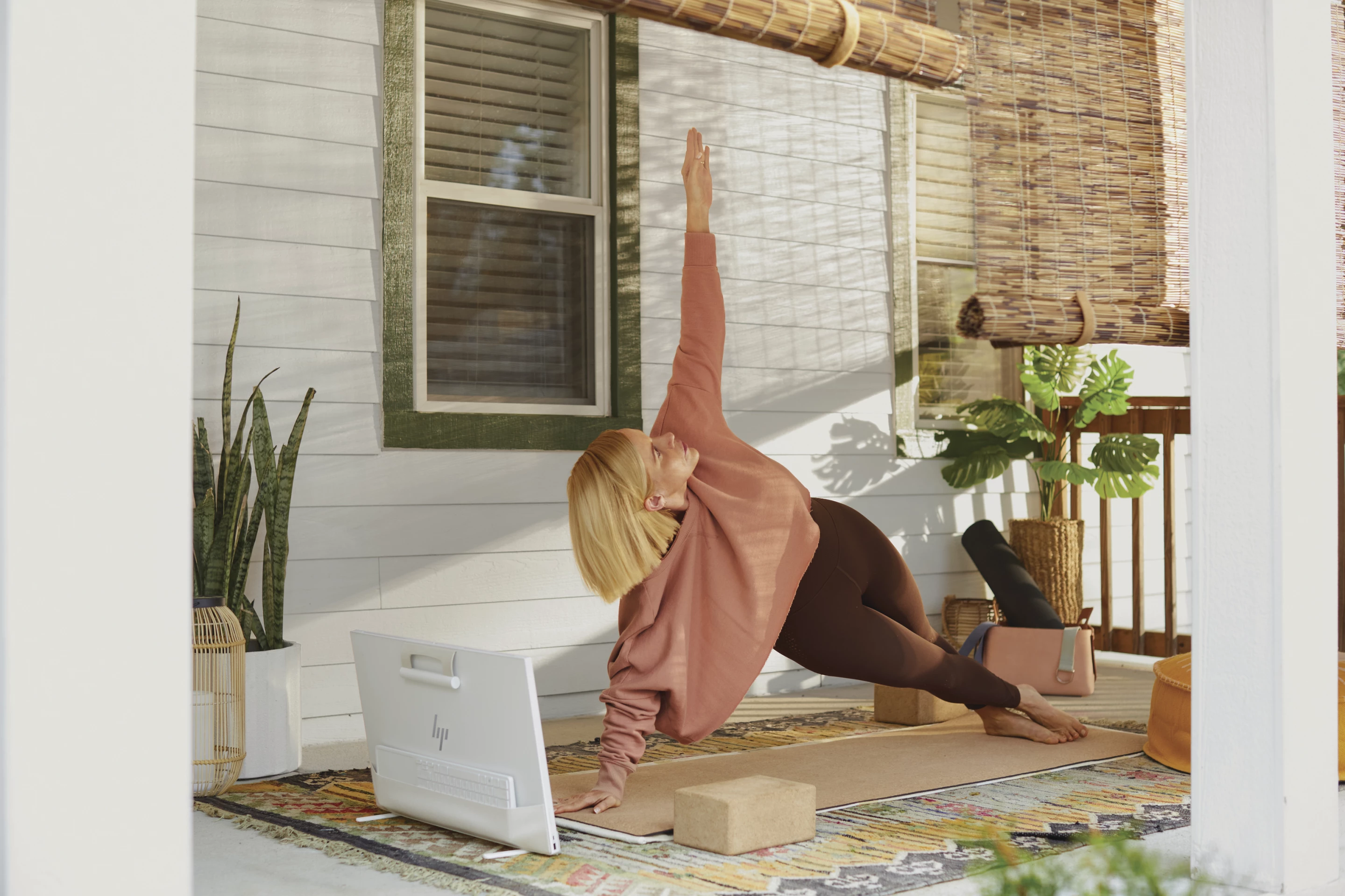 The webcam has a built-in privacy shutter "to keep prying eyes at bay" during your practice