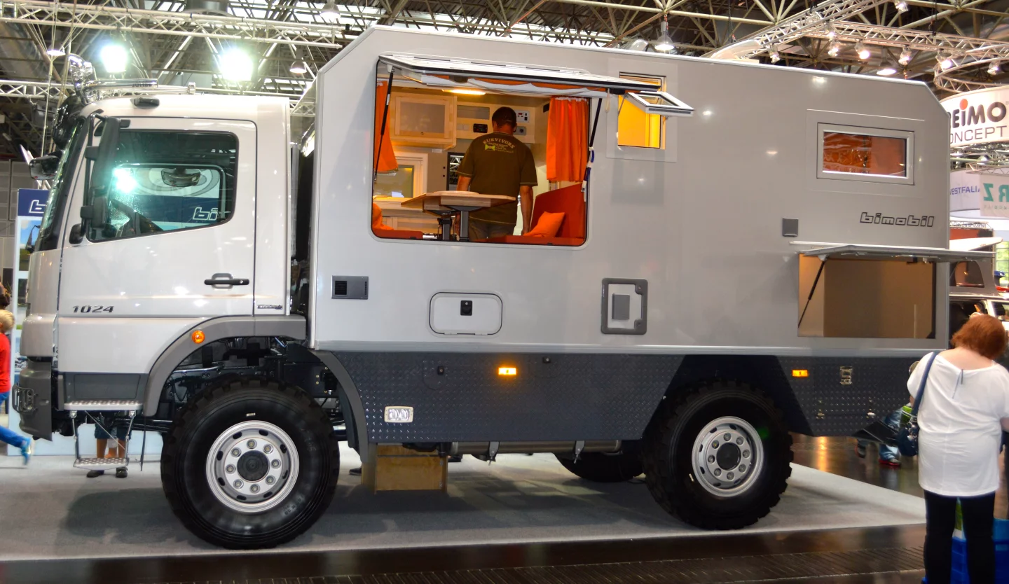 The Bimobil EX 480 on the floor of the 2013 Dusseldorf Caravan Salon