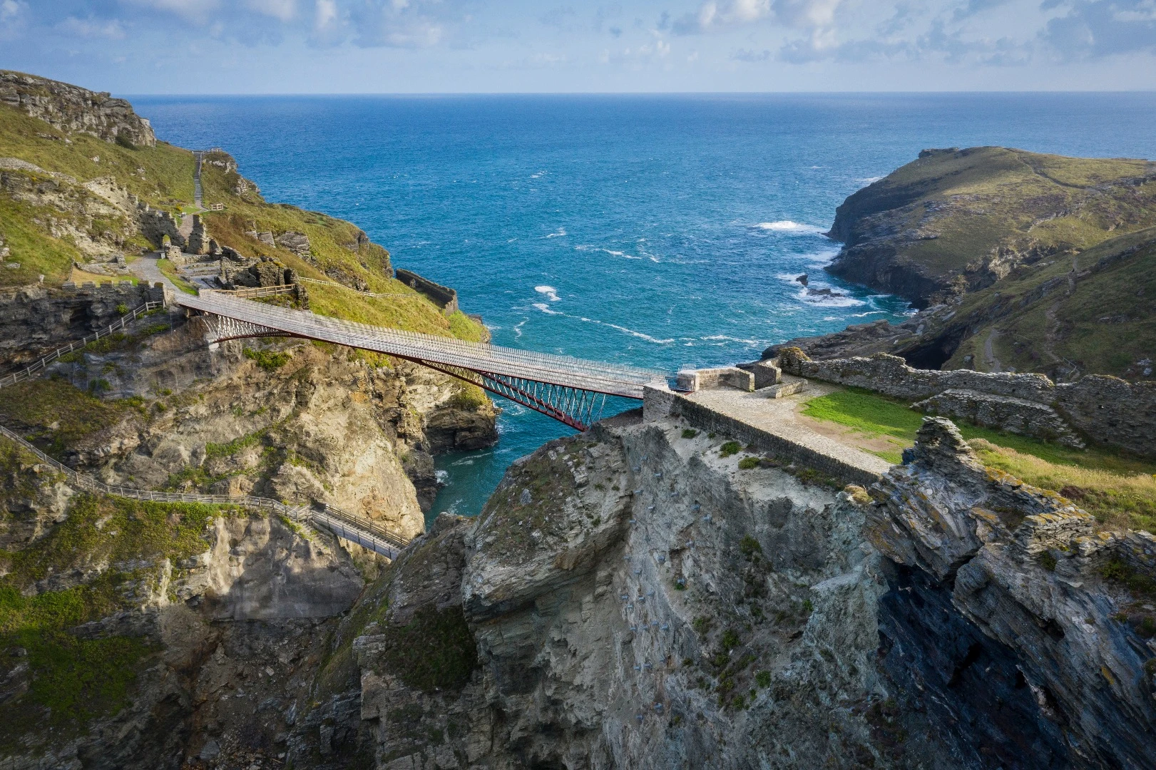 The bridge spans a 190 ft (57 m)-long gorge