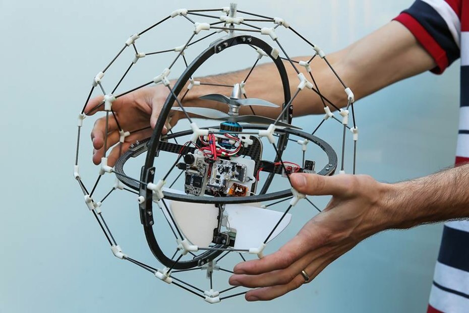 This year's winning concept of the US$1 million Drones for Good award was a crash-proof drone designed to fly through confined spaces while protected by a spinning cage