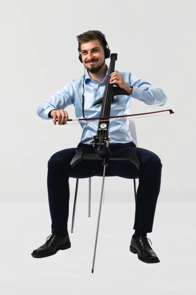 The MyCello can be played acoustically, output to an amp/speaker or through headphones
