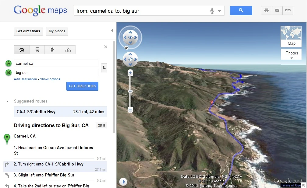 A trip down California's Highway 1 is a perfect one to check out with Google's new Helicopter View