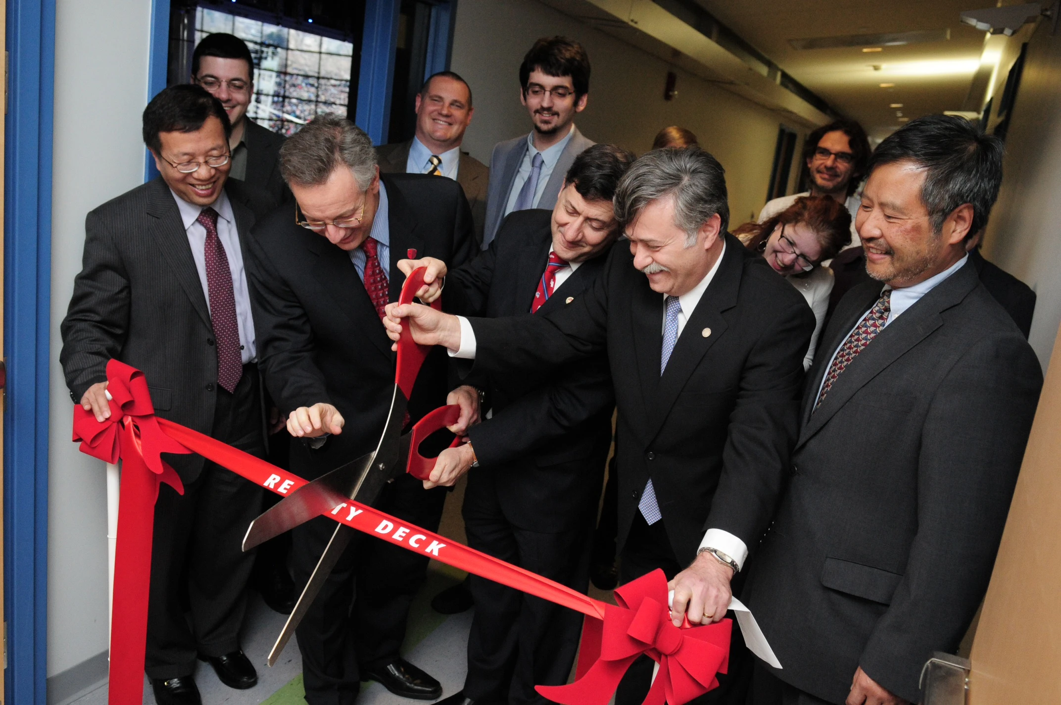 University officials officially dedicate the new Reality Deck at Stony Brook University's CEWIT