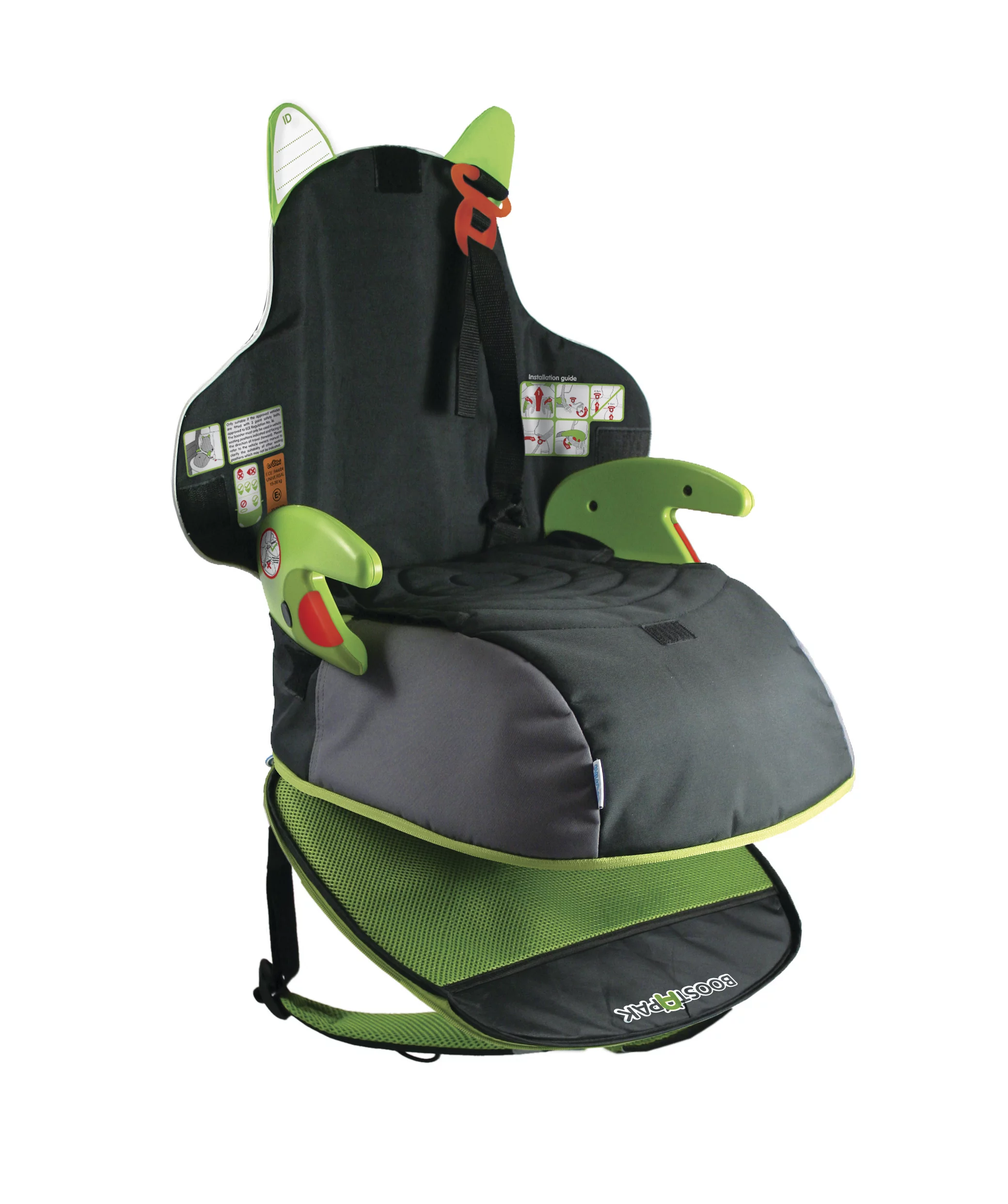 The BoostApak coverts from child's backpack to booster seat