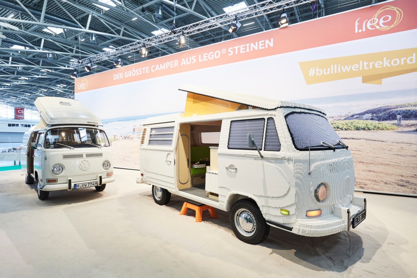 Classic Volkswagen Bulli Pop Top Camper Van Built Up To Life Size From Legos