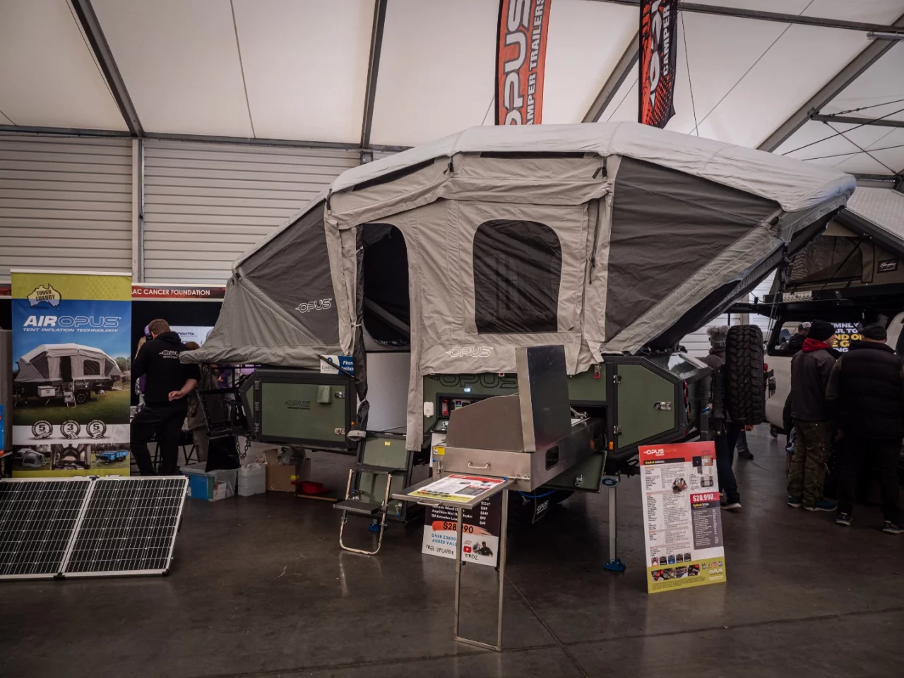 The Air Opus OP2 inflatable camping trailer, at AU$28,990, pops up into an absolutely cavernous living space in a minute or two, and is still a dazzling standout