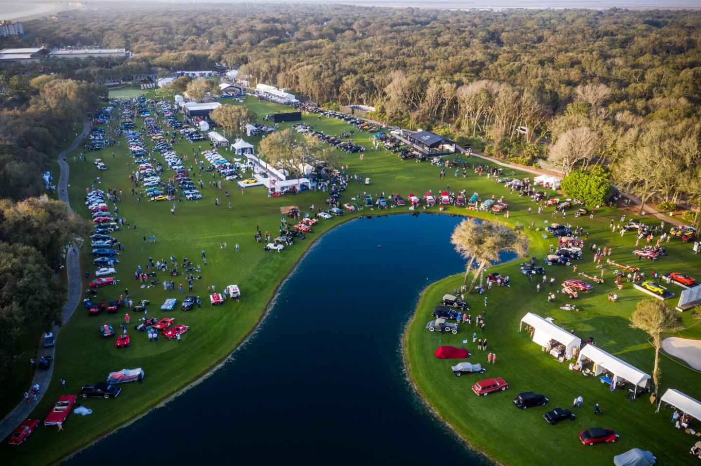An aerial view of the Amelia Island Concours d'Elegance