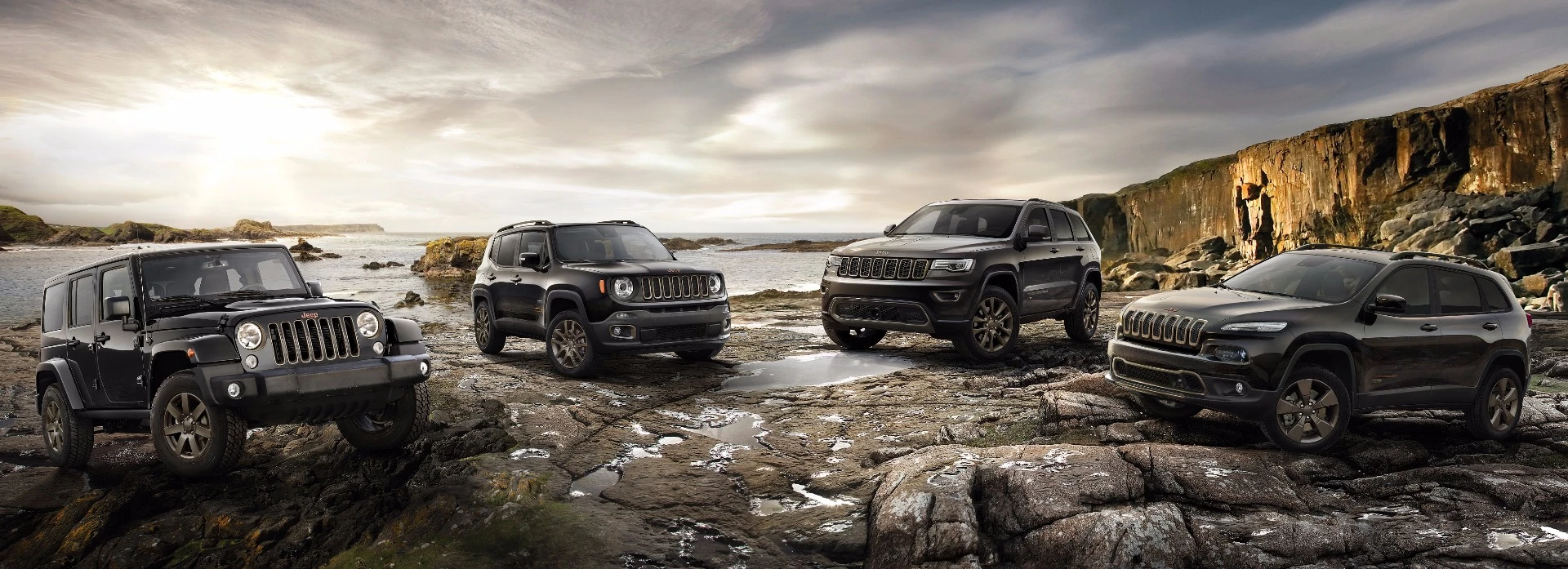 The 75th anniversary editions of the Jeep Renegade, Wrangler, Cherokee and Grand Cherokee