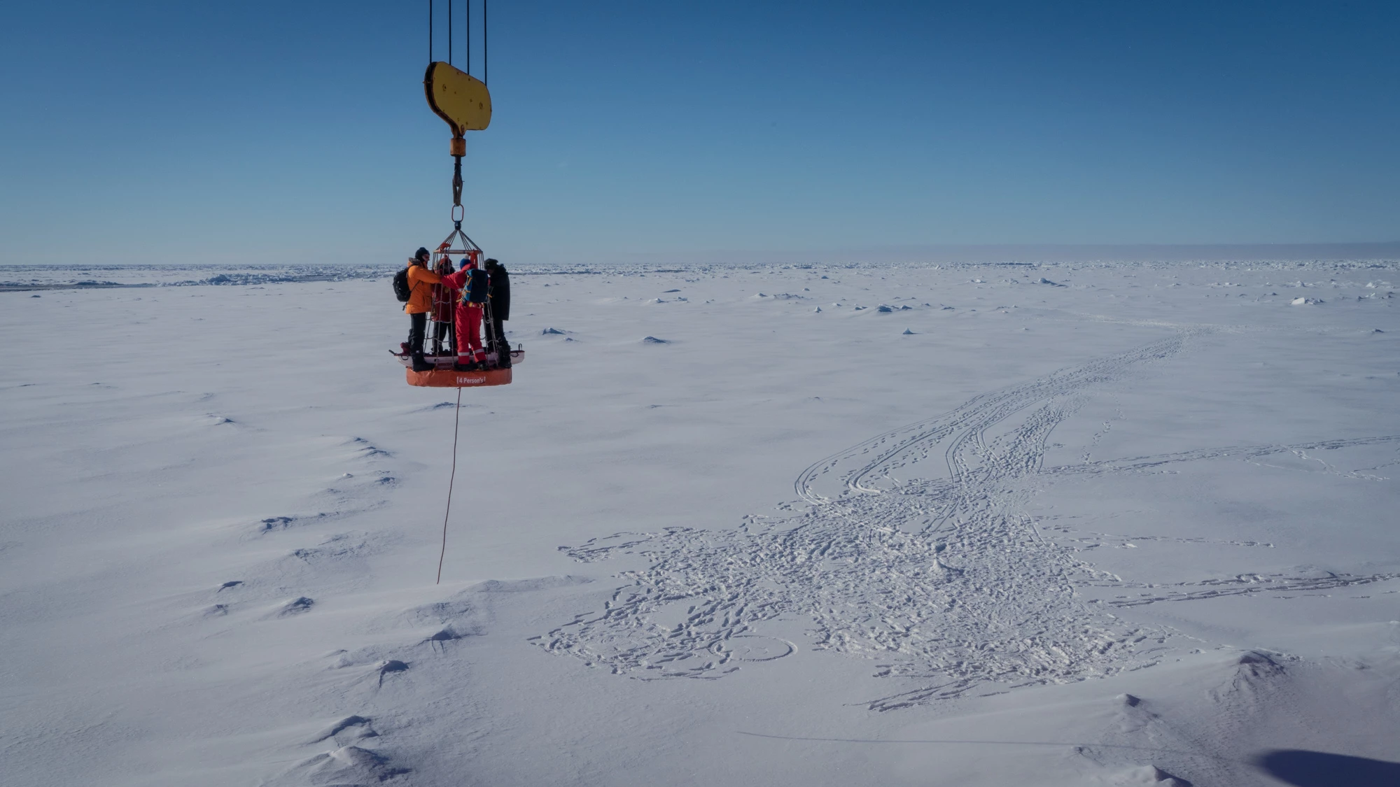 Crew disembarking from expedition ship
