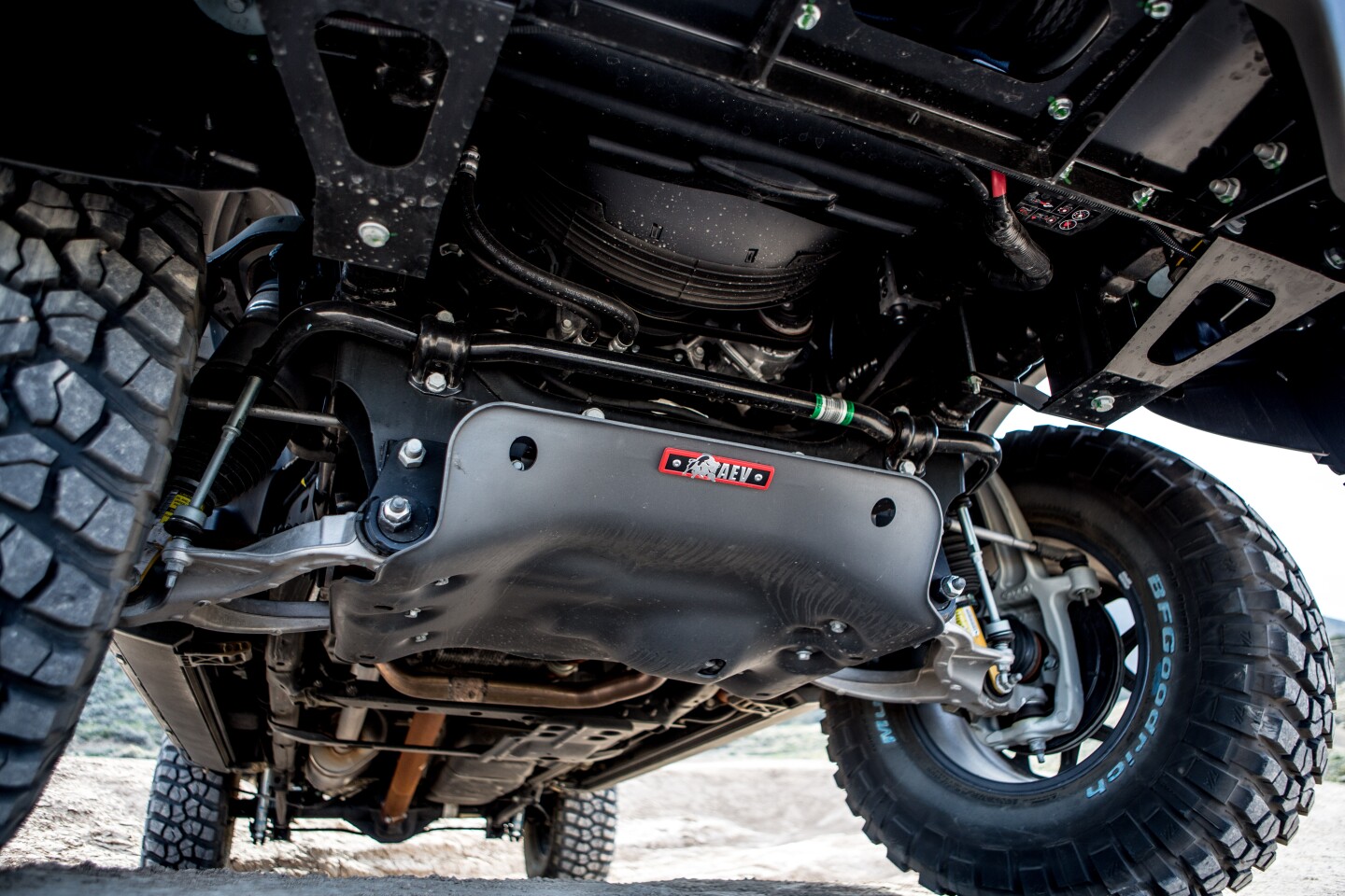 The AEV stamped steel front skid plate