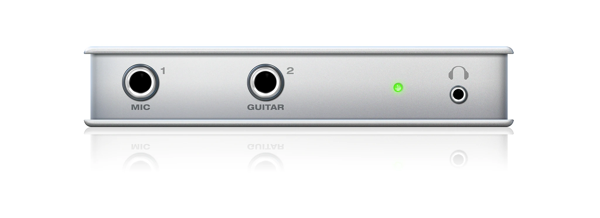 To the front a headphone jack, guitar input and microphone input with its own optimized preamp
