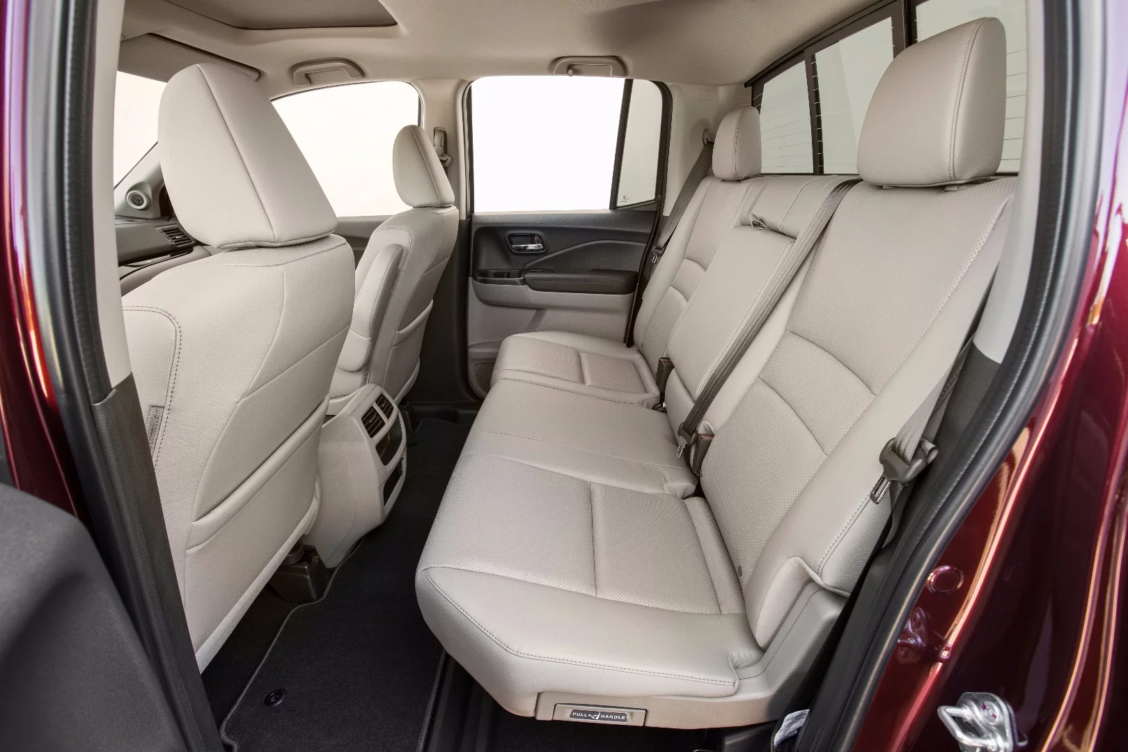 Inside the 2017 Honda Ridgeline are more cargo and storage options and the rear seats have a huge amount of space beneath them