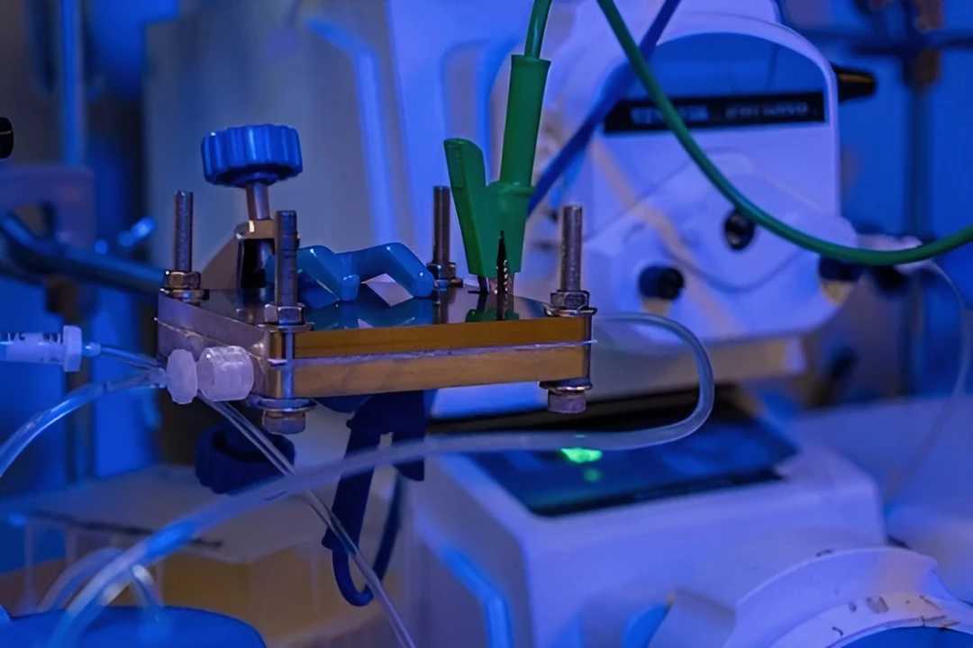 The electrochemical cell set-up in the Rice University lab