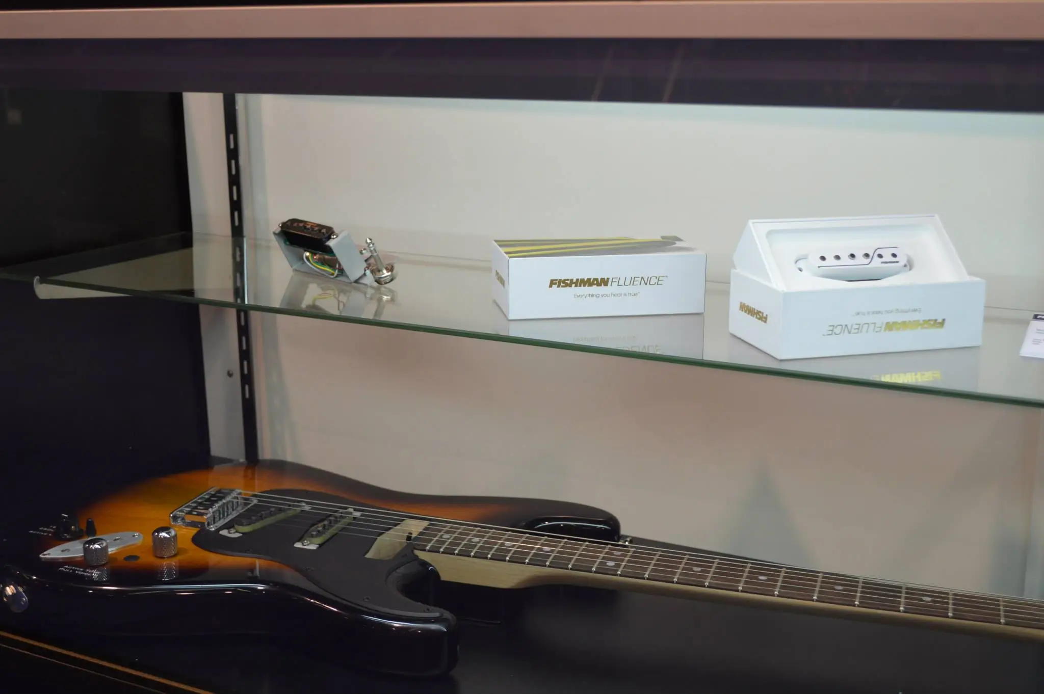 The Fishman Fluence pickups on display at NAMM 2014
