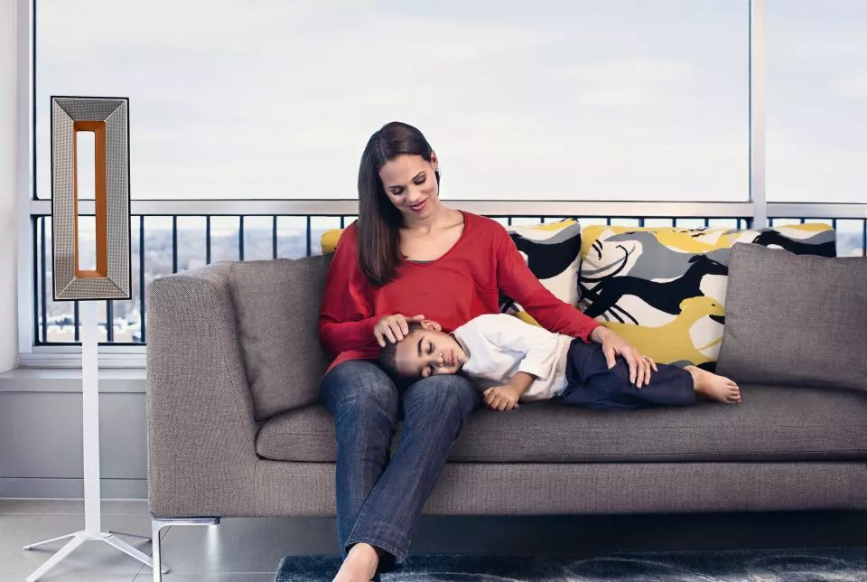 Using a photo-catalytic reaction, the Airocide purifier (left) is claimed to neutralize airborne pollutants