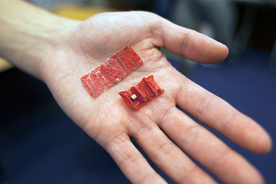 The robot features a number of slits that determine how it folds