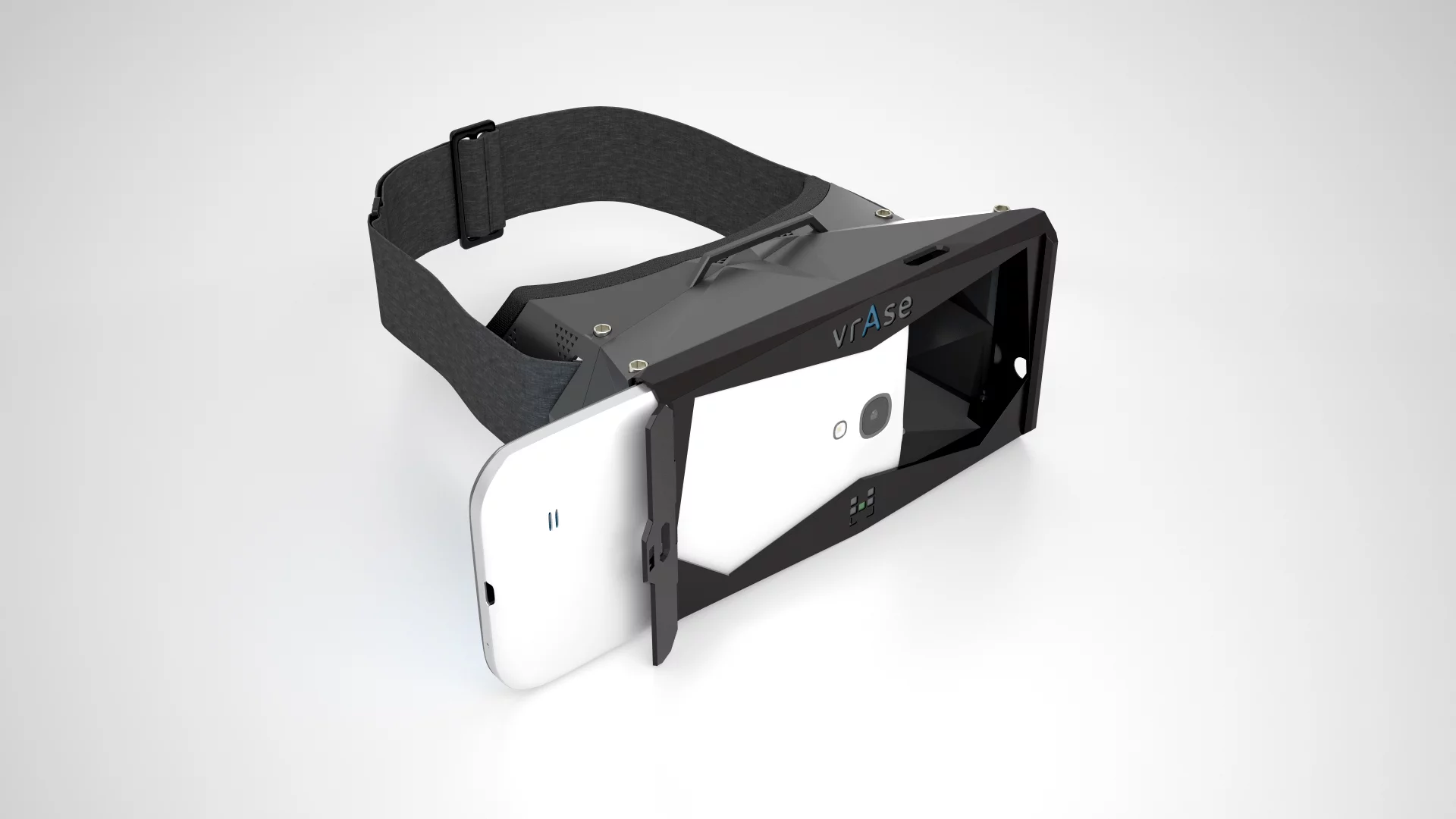 The vrAse requires a smart device to be slipped in from the side instead of the top