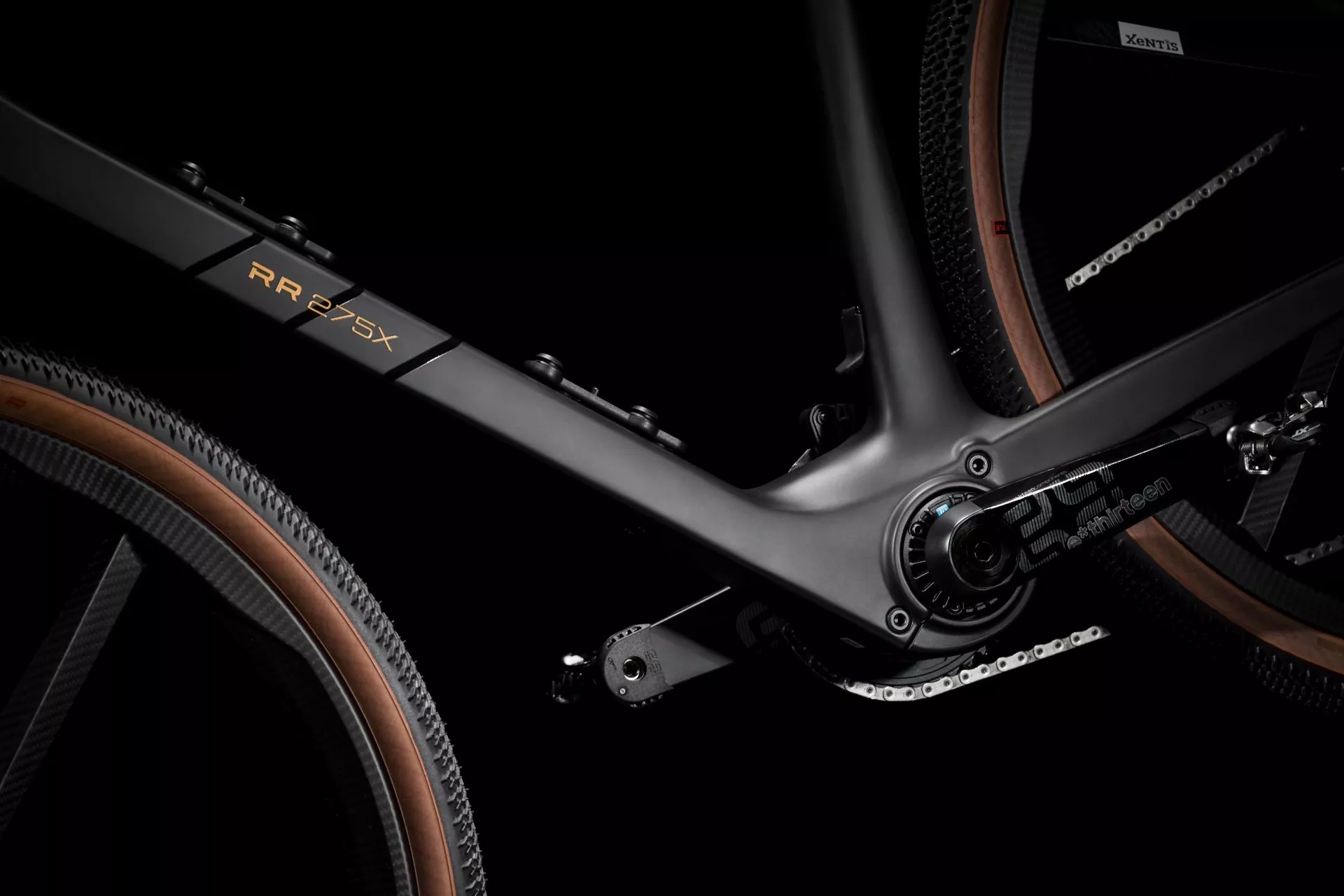 The 250-W TQ mid-motor disappears away in the bottom bracket, making the R.R275 X a sleek, low-profile electric gravel rig