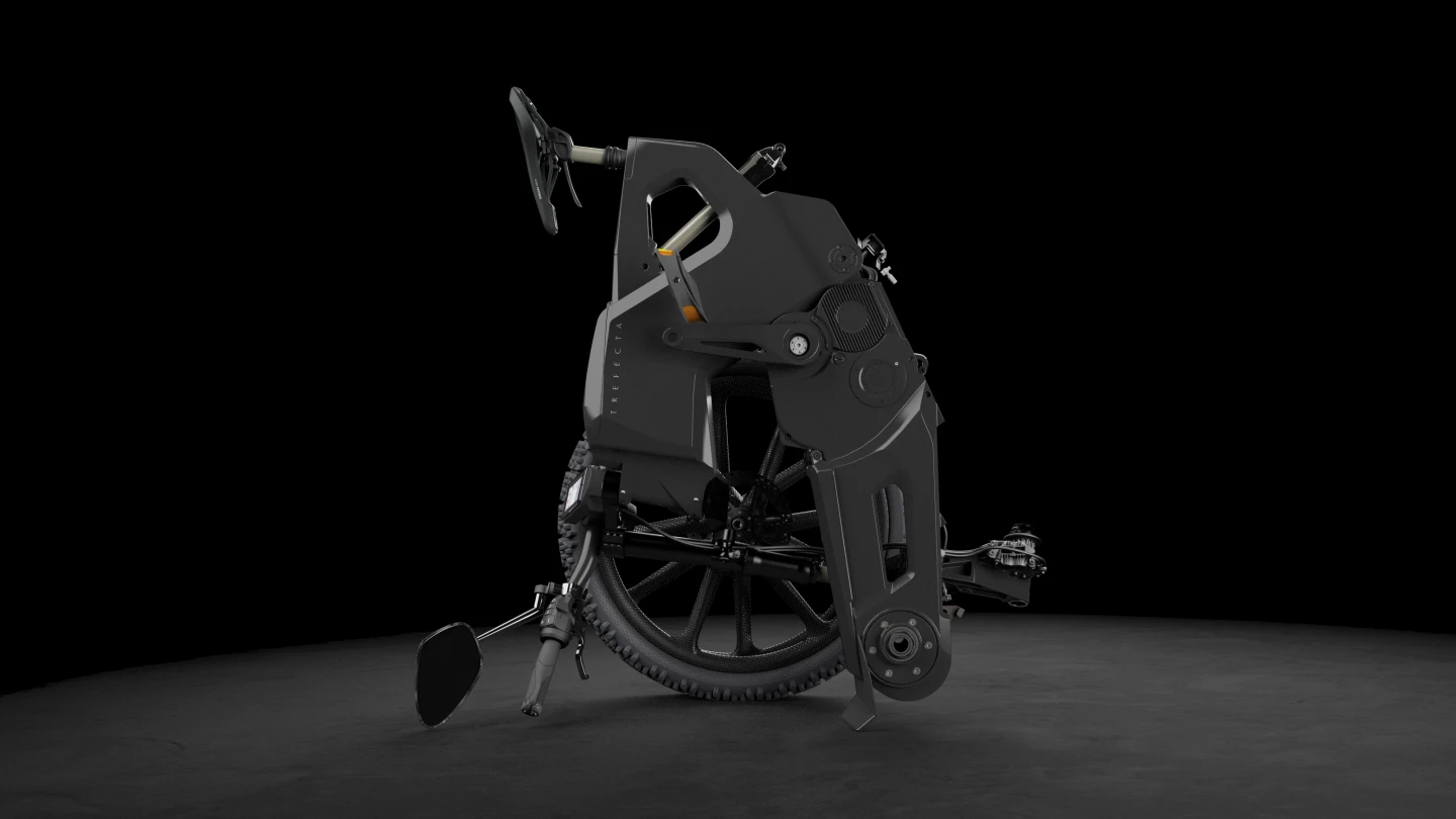 The Trefecta bikes fold up and fit in an available carry case that can slide in the back of a car