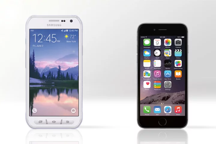 Gizmag compares the Samsung Galaxy S6 Active (left) to the Apple iPhone 6