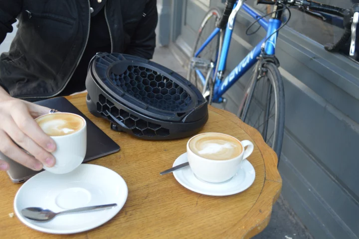 The Cyclo helmet in flip-down mode