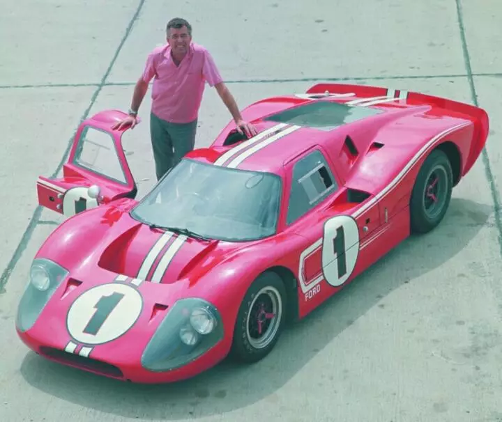 Carroll Shelby and one of the original GT40s.