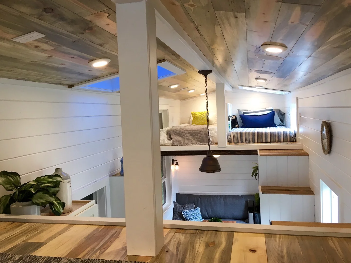 View towards the kids sleeping loft in the Rocky Mountain Tiny Home