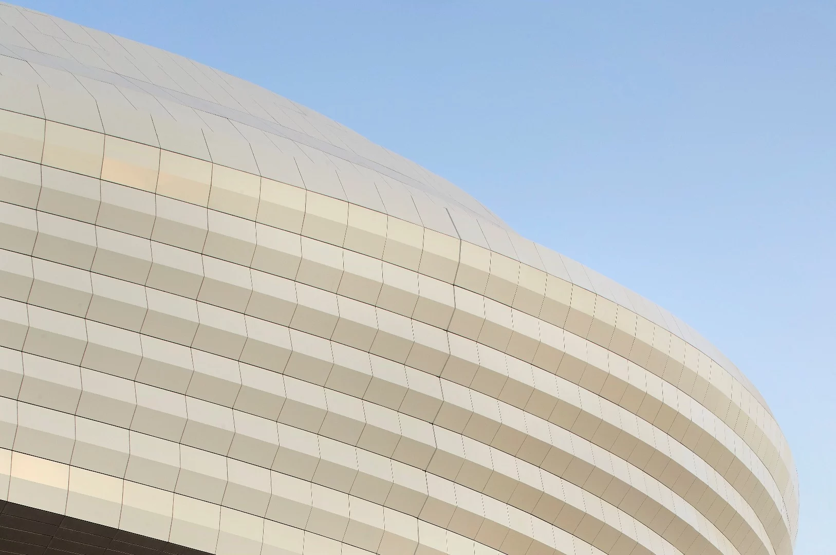 Al Wakrah Stadium features facades that slant outwards in a way meant to bring to mind a dhow’s sails