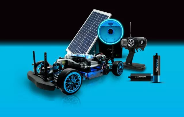 The complete H-Cell 2.0 and Hydrofill package, along with a Tamiya TRF416 chassis