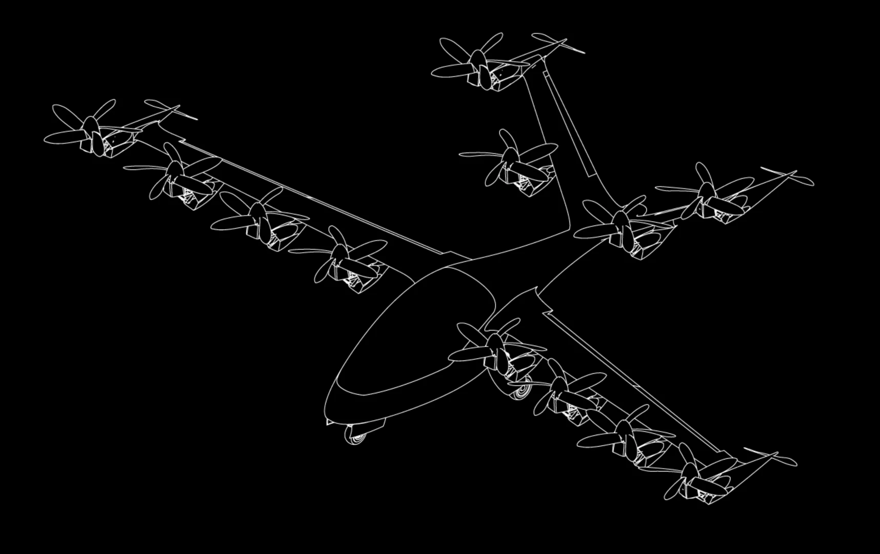 Joby S2 VTOL tilt-rotor aircraft: rotors pointed upward in takeoff/landing configuration