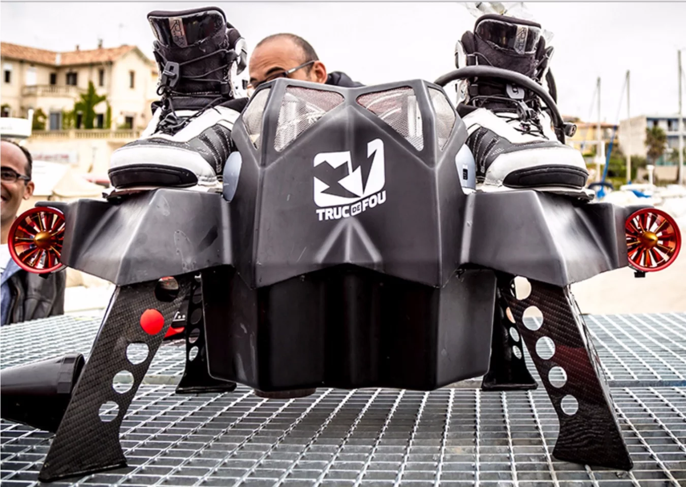 The Flyboard Air is an impressive device, made largely from carbon fiber, and packing four 250-horsepower jet engines