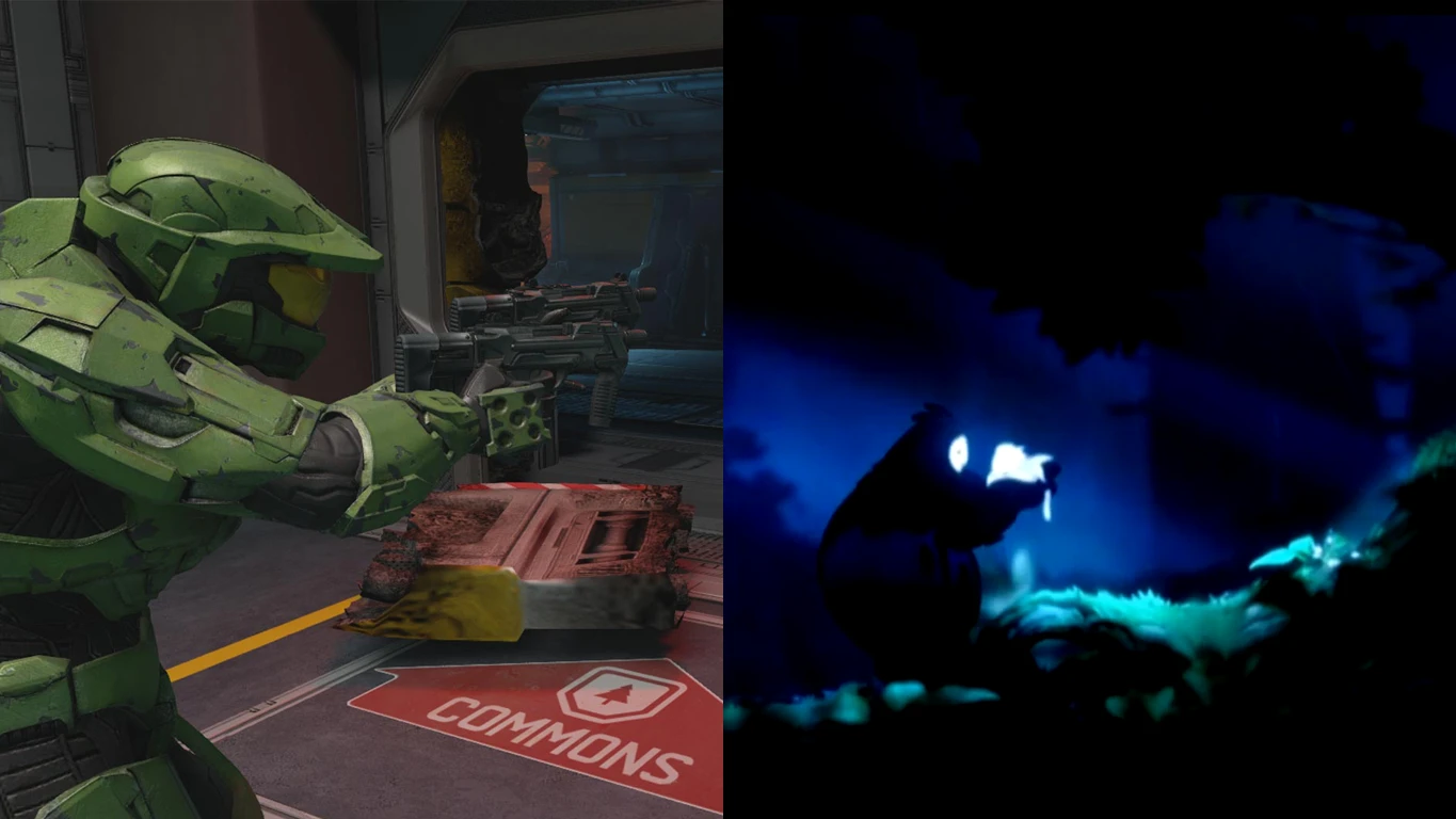 The remastered Halo 2 (left) and Ori and the Blind Forest (right)