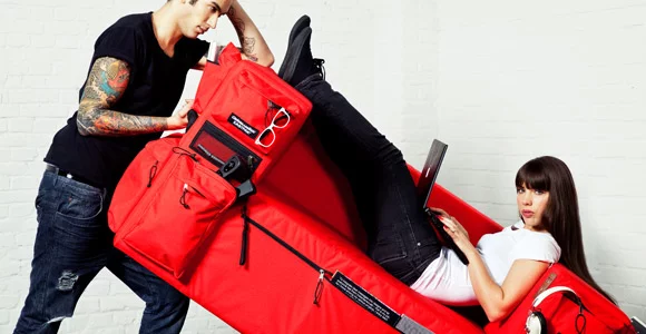 The Eastpak Sofa is stylish . . . or maybe it's the models