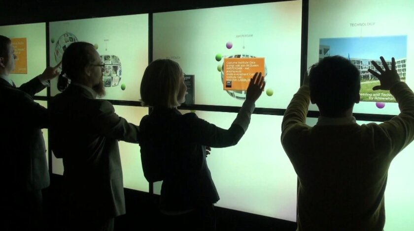 The Twitter Wall installation in use