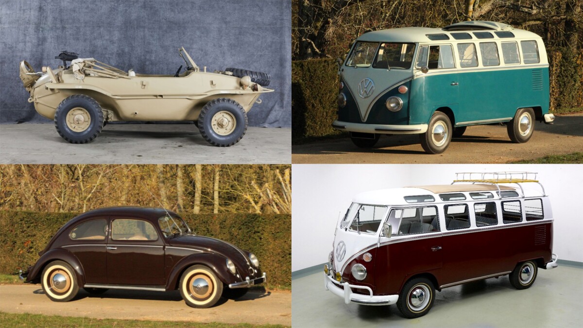 Investing in rare automobiles does not require a million dollar outlay. Indeed, some of the more affordable classes of automobiles offer a far better return on investment than million dollar cars. Such has been the case with vintage Volkswagens of every type in recent years, with an increasing premium being paid for the 21- and 23-window Deluxe Samba vans (also known as Kombi etc), very early Volkswagen Beetles (Bugs) and this year there's even an extremely rare Type 166 Schwimmwagen (€90,000 to €120,000), which was an amphibious version of the Bug used by the German army during WW2.