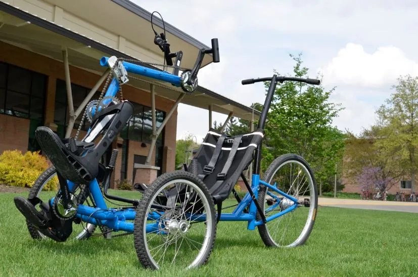 The TheraTryke offers upper and lower body exercise in a fun mobility device for paraplegics