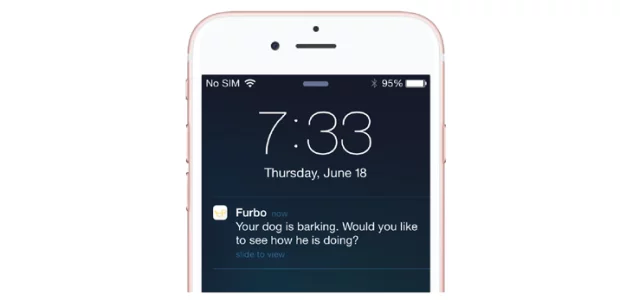 The Furbo app will alert you if your dog is barking