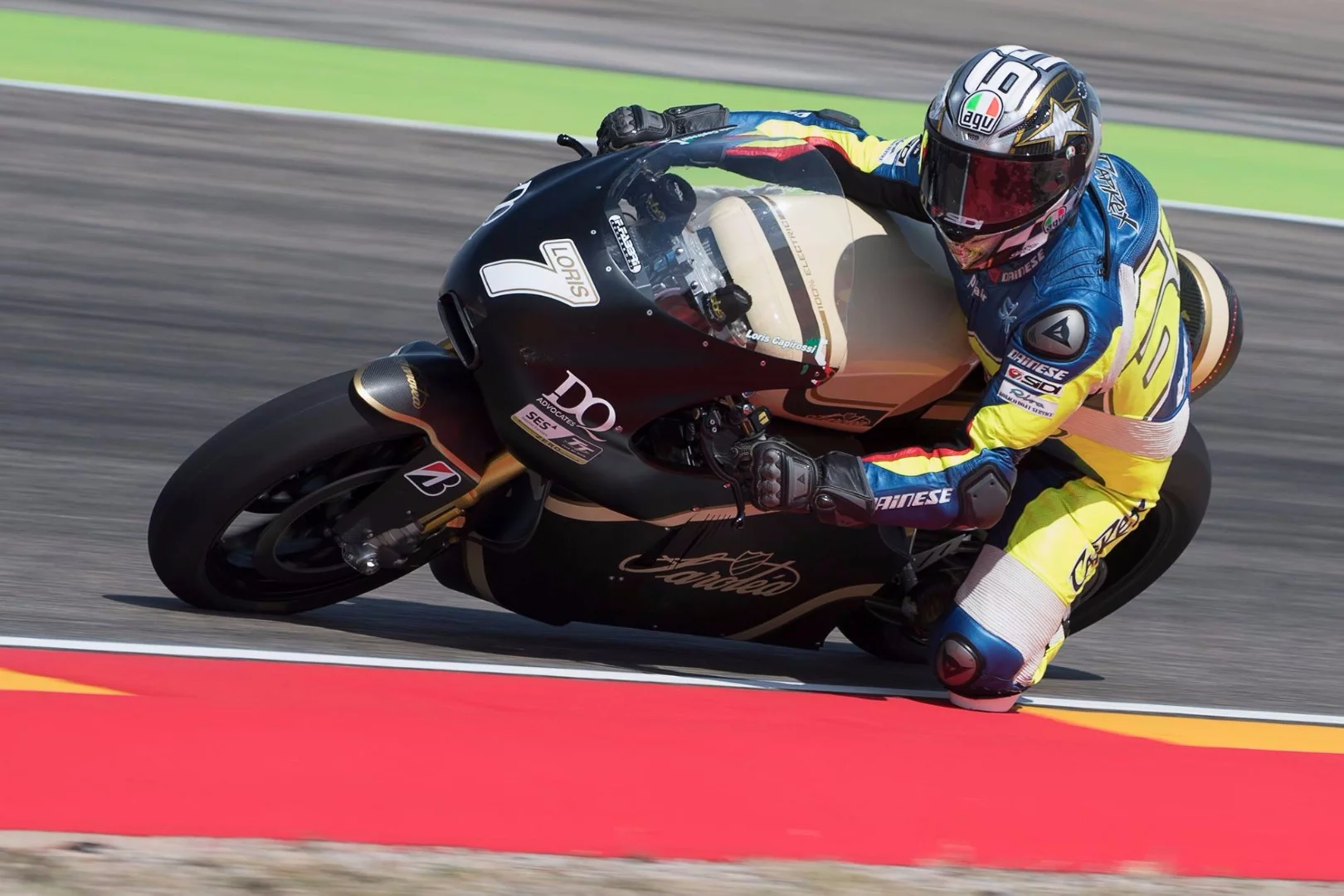 Loris Capirossi test riding the Saroléa SP7 at Aragon